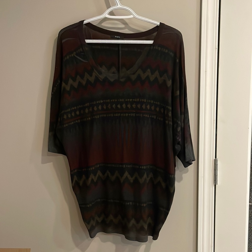 enti printed tunic with batwing 3/4 length sleeves